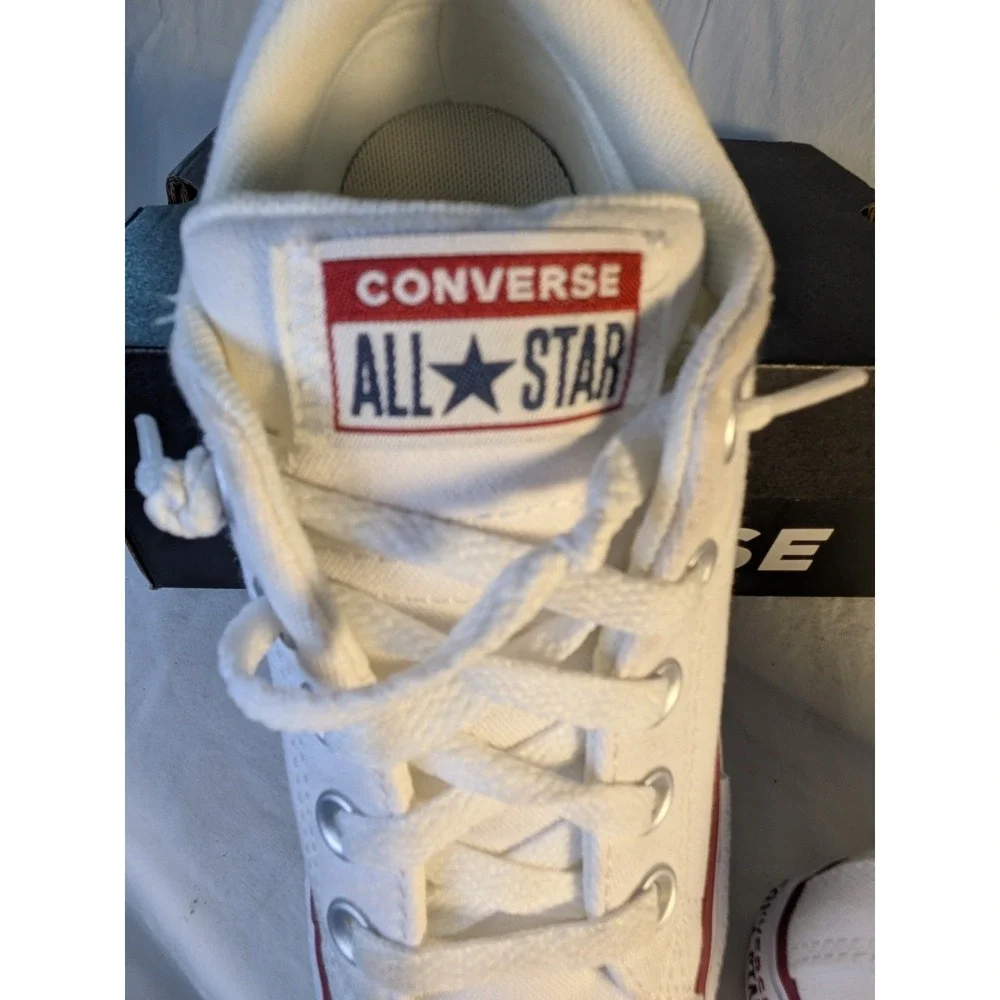 Converse All Star Youth Size 1 White Low Top Canvas Sneakers Kids Shoes NIB